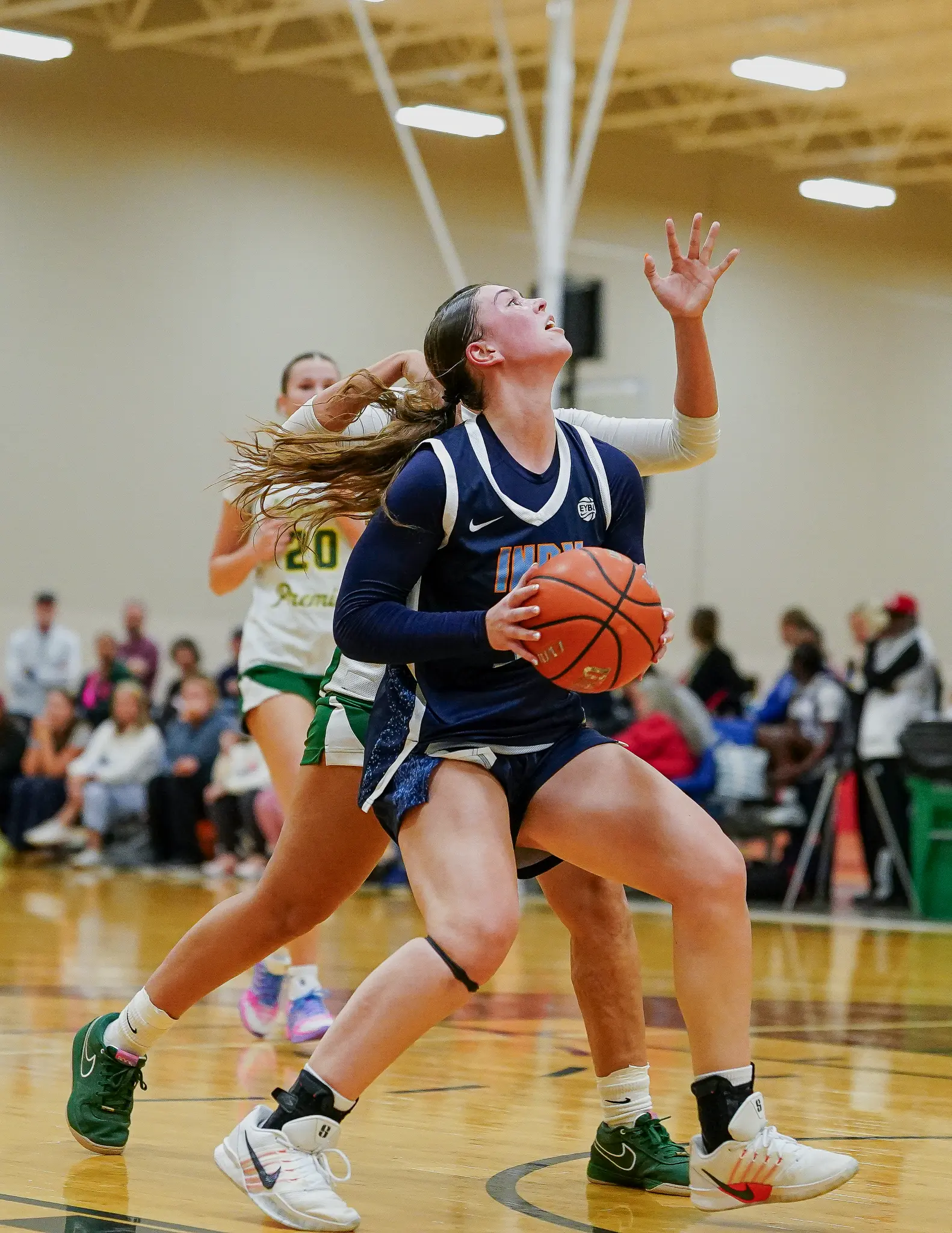 Haley Wagoner posting up during Indy One EYBL action